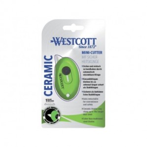Cutter di sicurezza Westcott con mini lama a scatto in ceramica lunghezza 31 mm verde - E-16474 00