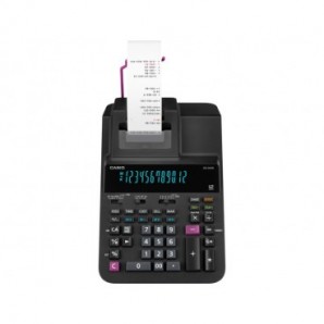 Calcolatrice scrivente Casio display 12 cifre - alimentatore incluso - nero DR-200R-BK-E-EC