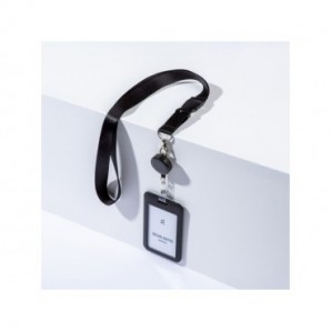 Kit porta badge 110x68 mm + cordoncino 440x20 mm + avvolgibile nero con filo 80 cm Avery nero - R4828HB-1