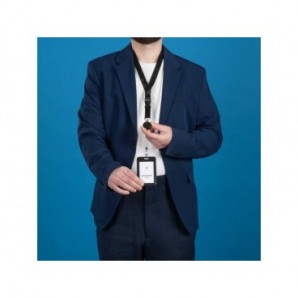 Kit porta badge 110x68 mm + cordoncino 440x20 mm + avvolgibile nero con filo 80 cm Avery nero - R4828HB-1