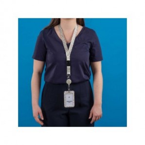 Kit porta badge 110x68 mm + cordoncino 440x20 mm + avvolgibile nero con filo 80 cm Avery floreale - R4828HF-1