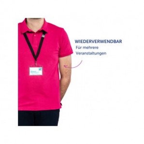 Kit porta badge trasparente 60x90 mm + 10 cordoncini neri con gancio + 16 inserti microperforati stampabili Avery
