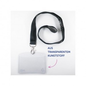 Kit porta badge trasparente 60x90 mm + 10 cordoncini neri con gancio + 16 inserti microperforati stampabili Avery