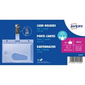 Porta Badge di sicurezza rigidi con clip Avery 54x85 mm - trasparente - conf. 25 pz - 4826