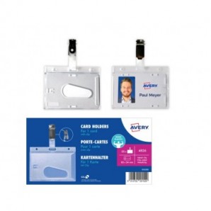 Porta Badge di sicurezza rigidi con clip Avery 54x85 mm - trasparente - conf. 25 pz - 4826