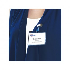 Porta Badge di sicurezza rigidi con clip Avery 54x85 mm - trasparente - conf. 25 pz - 4826