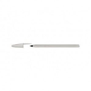 Penna a sfera con cappuccio BIC Cristal Glacé punta M 1 mm - inchiostro nero - colore fusto argento - 302533