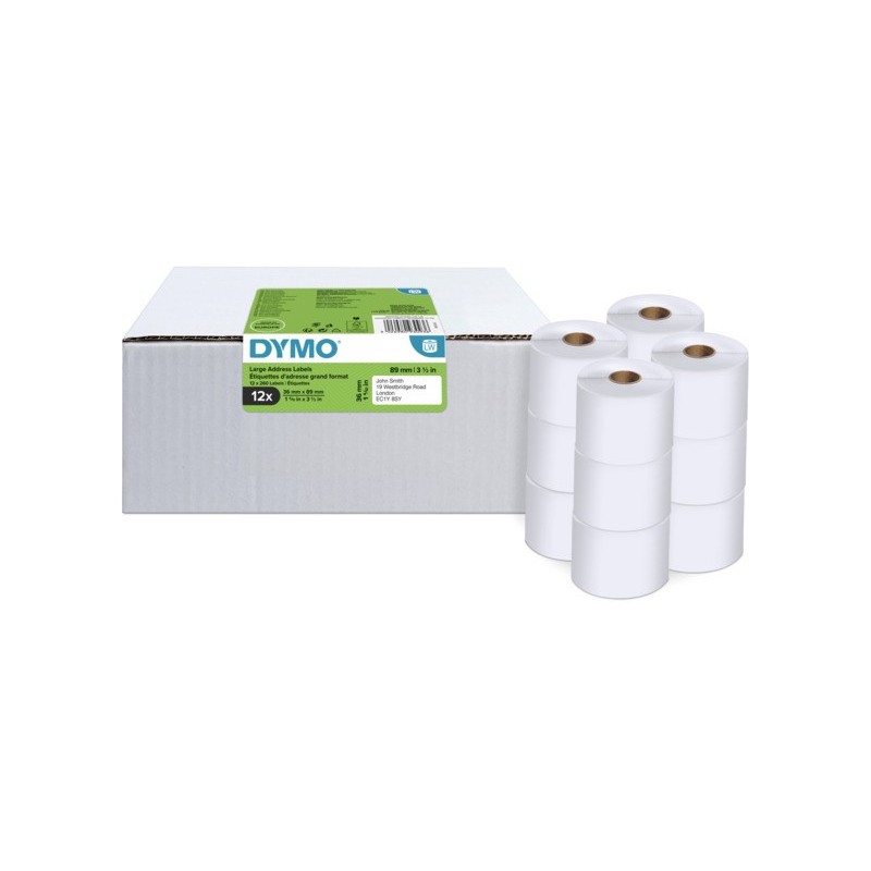 Rotoli 260 etichette DYMO® Label Writer per Indirizzi Estesi 36x89 mm - bianco - VALUE PACK 12 rotoli - 2093093