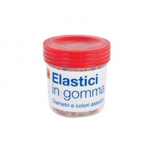 Elastici in gomma Nikoffice in barattolo da 100 g colori e misure assortite 06NIK034