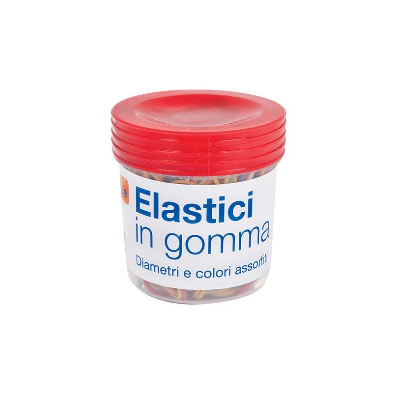 Elastici in gomma Nikoffice in barattolo da 100 g colori e misure assortite 06NIK034