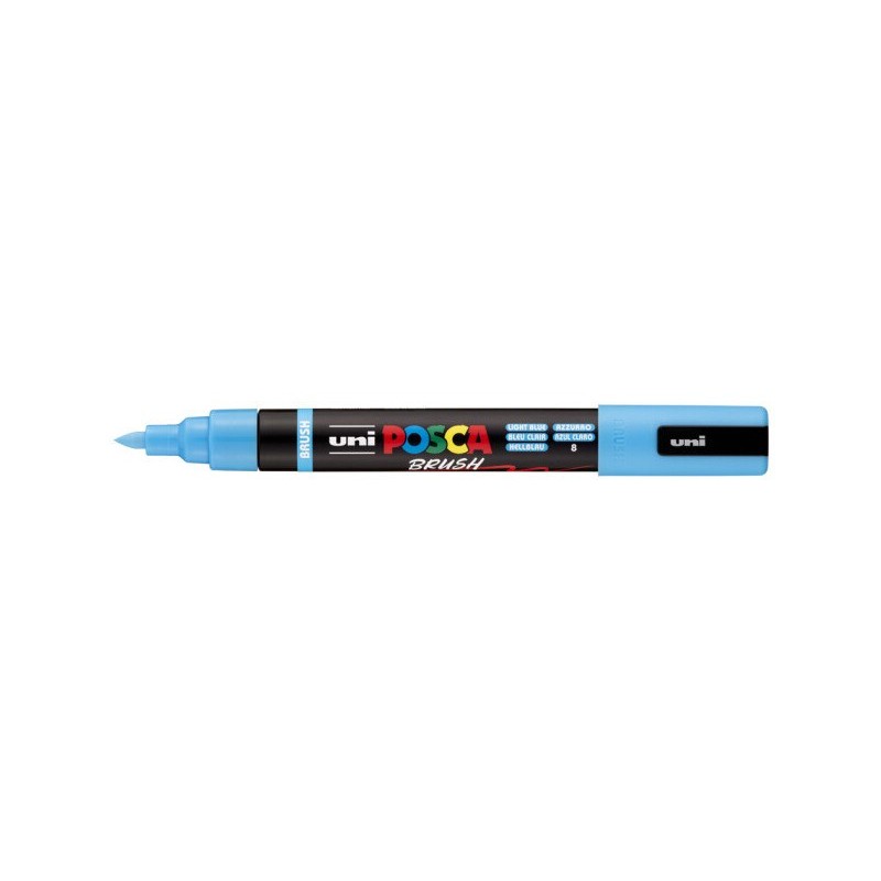 Marcatore a tempera Uni Posca con punta a pennello semi-flessibile 1-4 mm azzurro - M PC5BR AZ