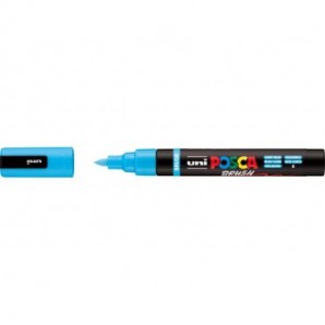 Marcatore a tempera Uni Posca con punta a pennello semi-flessibile 1-4 mm azzurro - M PC5BR AZ