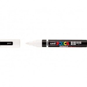 Marcatore a tempera Uni Posca con punta a pennello semi-flessibile 1-4 mm bianco M PC5BR BI