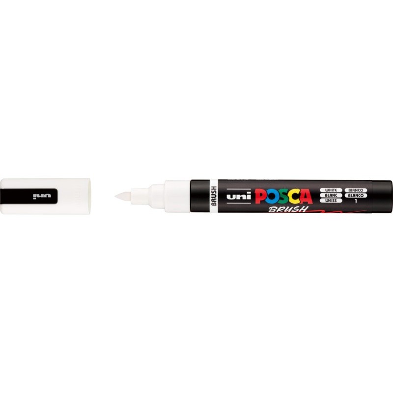 Marcatore a tempera Uni Posca con punta a pennello semi-flessibile 1-4 mm bianco M PC5BR BI