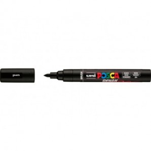 Marcatore a tempera Uni Posca con punta a pennello semi-flessibile 1-4 mm nero M PC5BR N