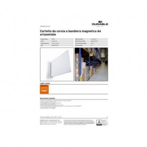 Cartello da corsia a bandiera magnetico A4 orizzontale trasparente Durable - conf. 10 pz - 1875-19