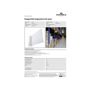 Cartello da corsia a bandiera magnetico A4 orizzontale trasparente Durable - conf. 10 pz - 1875-19