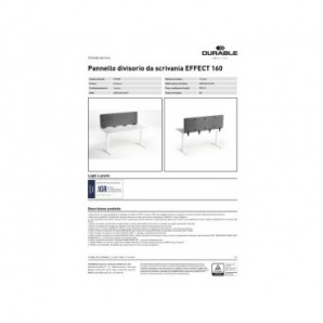 Pannello divisorio da scrivania Durable EFFECT 160 carbone 3135-58