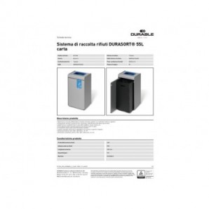 Sistema di raccolta rifiuti Durable DURASORT® 55 L carta azzurro 3211-06