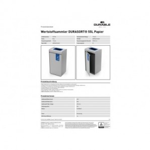 Sistema di raccolta rifiuti Durable DURASORT® 55 L carta azzurro 3211-06