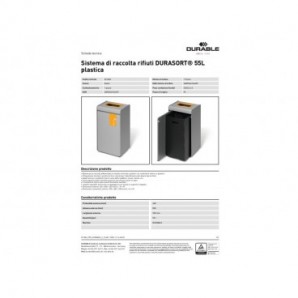 Sistema di raccolta rifiuti Durable DURASORT® 55 L plastica giallo 3212-04