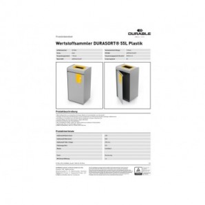 Sistema di raccolta rifiuti Durable DURASORT® 55 L plastica giallo 3212-04