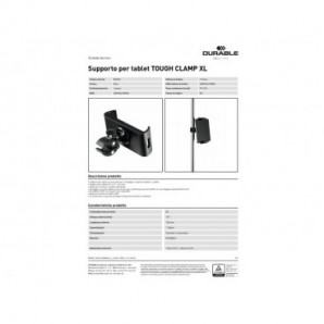 Supporto per tablet con morsetto Durable TOUGH CLAMP XL nero - 8946-01