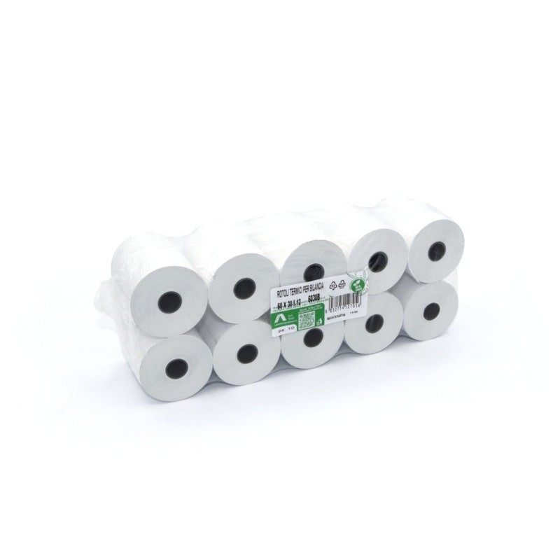 Rotoli termici per bilancia Rotolificio Pugliese BPA FREE 60 mm x 30 m f. 12 - 55 g/m² - conf. 10 pz - 6030B