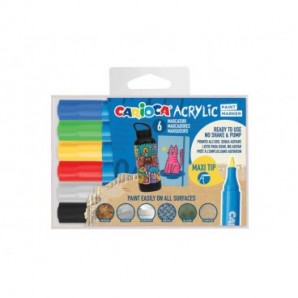 Marcatore acrilico Carioca punta Maxi in blister da 6 colori assortiti 45289
