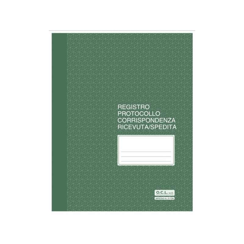 Registro protocollo corrispondenza ricevuta/spedita O.C.L. 56 ff - 23x29,7 cm - conf. da 2 blocchi - 0172N