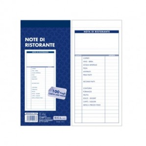 Blocco note ristorante O.C.L. 100 fogli a 3 colonne -10,2x21,6 cm - conf. 2 blocchi - 0207N