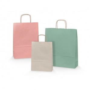 Borsa shopper Rex-Sadoch Allegra tinta unita Fashion su kraft bianco - rosa cipria 36x12x41 cm - conf. 25 pz