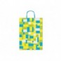 Borsa shopper Rex-Sadoch Allegra Mattoncini su kraft bianco - 16x8x21 cm azzurro/verde - conf. 25 pz - SDF16-275J