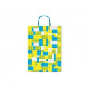 Borsa shopper Rex-Sadoch Allegra Mattoncini su kraft bianco - 26x12x36 cm azzurro/verde - conf. 25 pz - SDF26-275J