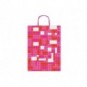 Borsa shopper Rex-Sadoch Allegra Mattoncini su kraft bianco - 26x12x36 cm rosa/rosso - conf. 25 pz - SDF26-276J