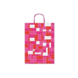 Borsa shopper Rex-Sadoch Allegra Mattoncini su kraft bianco - 36x12x41 cm rosa/rosso - conf. 25 pz - SDF36-276J