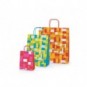 Borsa shopper Rex-Sadoch Allegra Mattoncini su kraft bianco - 36x12x41 cm rosa/rosso - conf. 25 pz - SDF36-276J