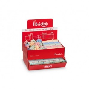 Espositore 100 fogli carta regalo raso + 50 stelle + 30 rocchetti Bri Rex fantasia papaveri e fiordalisi -