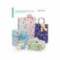 Espositore 100 fogli carta regalo raso + 50 stelle + 30 rocchetti Bri Rex fantasia papaveri e fiordalisi -