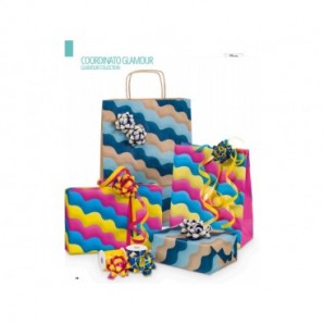Espositore 100 fogli carta regalo raso + 50 stelle + 30 rocchetti Bri Rex fantasia glamour - RASOCOORD33G