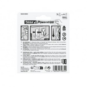 Ganci autoadesivi in filo metallico Tesa Powerstrips S trasparente - conf. 3 pz - 58620-00001-00