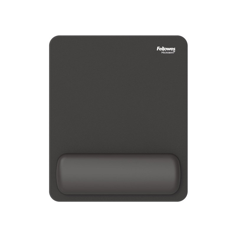 Tappetino mouse con poggiapolso Fellowes Breyta - antibatterico Microban 24×20 cm - nero - 100142555