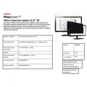 Filtro privacy Fellowes PrivaScreen 13,3'' widescreen 29,2×16,5 cm (16:9) 4806801