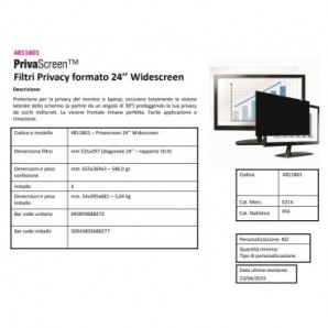 Filtro privacy Fellowes PrivaScreen 24,0'' widescreen 53,18×29,85×0,16 cm (16:9) - 4811801