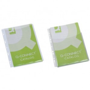 Buste a soffietto Q-Connect a perforazione universale A4 PVC trasparente - conf. 5 pezzi - KF00138