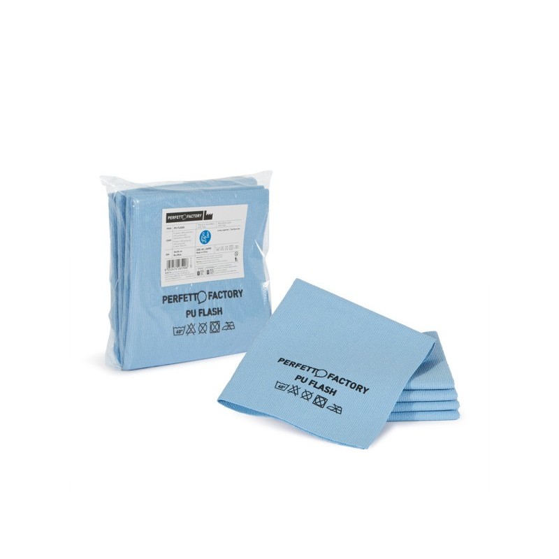Panno in microfibra PU Perfetto Flash 34x36 cm - colore blu - conf. 5 pezzi 26590