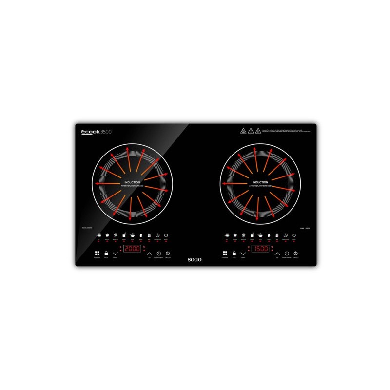 Fornello ad induzione digitale Sogo ad alta potenza 2000+1500 W COC-SS-10247