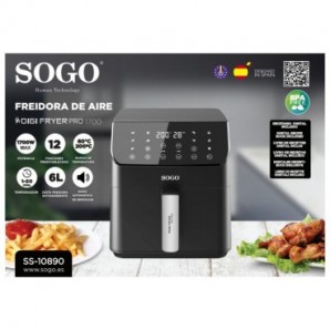 Friggitrice ad aria Sogo 700 W nera 12 funzioni preimpostate 6 L FRE-SS-10890