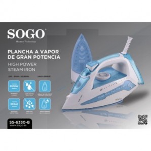 Ferro da stiro a vapore Sogo in ceramica blu 2.800 W PLA-SS-6330-B