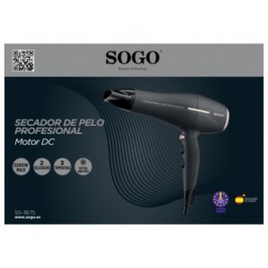 Asciugacapelli 2 velocità 3 temperature Sogo con diffusore incluso 2.200 W SEC-SS-3675